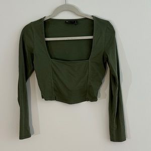 Asos Khaki Green Long Sleeve Corset Top Size 4